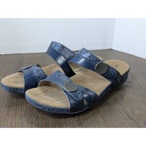 Romika Fidschi Leather Sandals Womens US 10 EU 41 Blue Textured Straps Wedge